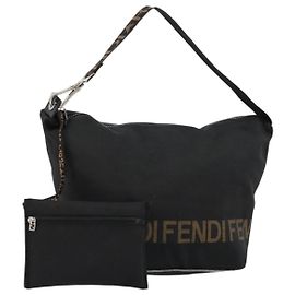FENDI Bolsa de Ombro Nylon Black Gold