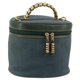 LOEWE Velazquez Hand Bag Suede Green Gold