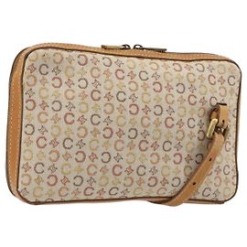 Céline CELINE C Macadam Canvas Shoulder Bag Beige Gold