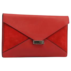 Céline CELINE Clutch Bag Leather Red Silver