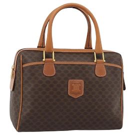Céline CELINE Macadam Canvas Boston Bag PVC Leather Brown Gold