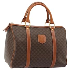 Céline CELINE Macadam Canvas Boston Bag PVC Leather Brown Gold