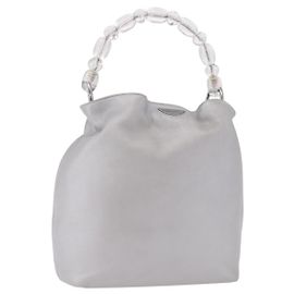 Christian Dior Maris Pearl Hand Bag Leather Silver