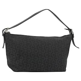 Céline CELINE C Macadam Canvas Shoulder Bag Black Silver