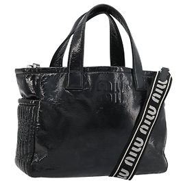 Miu Miu Hand Bag Patent leather 2way Black Silver