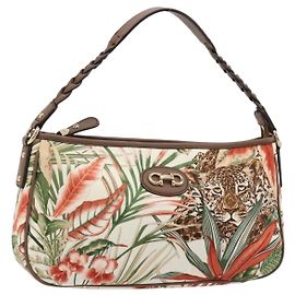 Salvatore Ferragamo Gancini Animal Pattern Bag Canvas Multicolor