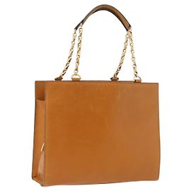 Céline CELINE Chain Hand Bag Leather Beige Gold