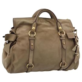 Miu Miu Hand Bag Suede 2way Beige Gold
