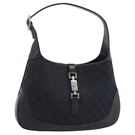 GUCCI GG Canvas Jackie Shoulder Bag Black Silver 001 8806