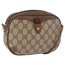 GUCCI GG Supreme Web Sherry Line Bag PVC Beige Gold 89 02 066