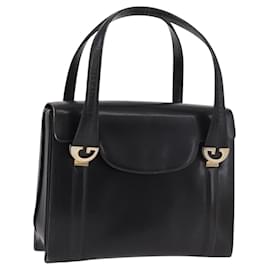 GUCCI Hand Bag Leather Black Gold