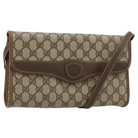 GUCCI GG Supreme Schultertasche PVC Beige Gold 004 161 0670
