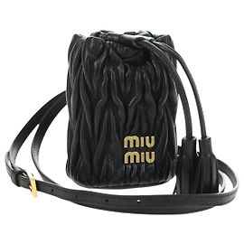 Miu Miu Matelasse Shoulder Bag Leather Black Gold