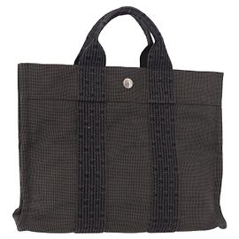 Hermès HERMES Her Line Hand Bag Canvas Black Silver