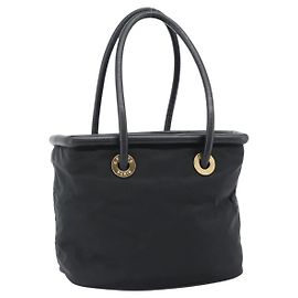 Céline CELINE Circle Hand Bag Nylon Black Gold