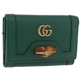 GUCCI Horsebit Compact Wallet Leather Green Gold 659632