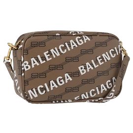BALENCIAGA Signature Shoulder Bag PVC Beige Gold 702701
