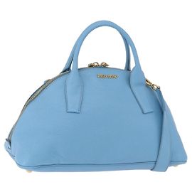 Miu Miu Hand Bag Leather 2way Light Blue Gold