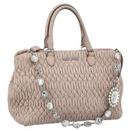 Miu Miu Matelasse Chain Shoulder Bag Leather 2way Pink Silver