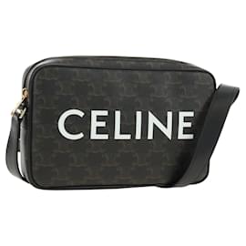 Céline CELINE Triomphe Medium Messenger Bag Shoulder Bag PVC Black Gold