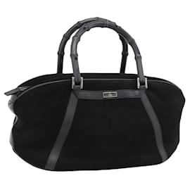 GUCCI Bamboo Hand Bag Suede Black Silver 002 1084 200047