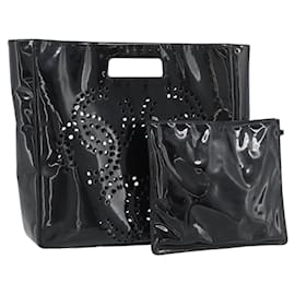 CHANEL Hand Bag Patent leather Black Silver CC
