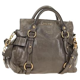 Miu Miu Hand Bag Leather 2way Gray Gold