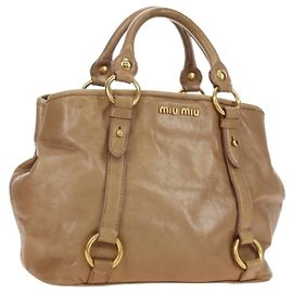 Miu Miu Handtasche Leder Beige Gold