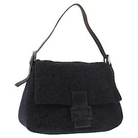 FENDI Bolsa de Ombro Mamma Baguette Lã Navy Silver
