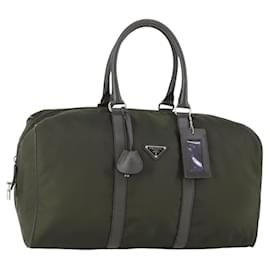 PRADA Boston Bag Nylon Khaki Silver