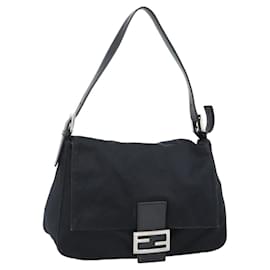 FENDI Bolso de hombro Mamma Baguette de jersey de algodón Negro Plata