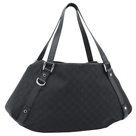 GUCCI Bolso Tote Abbey de Lona GG Negro Plata 293578