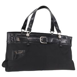 Christian Dior Hand Bag Nylon Black Silver