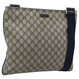 GUCCI GG Supreme Shoulder Bag PVC Navy Silver 201446