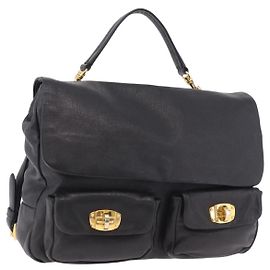 Miu Miu Shoulder Bag Leather 2way Black Gold