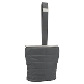 CHANEL Hand Pouch Choco Bar Hand Bag Nylon Gray Silver CC