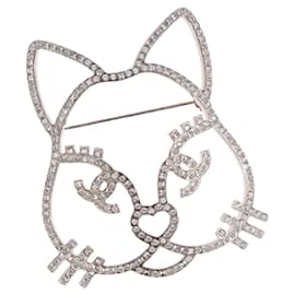 CHANEL Brooch metal Silver tone CC