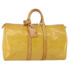 LOUIS VUITTON Monogram Vernis Mercer Boston Bag Beige M91000 LV