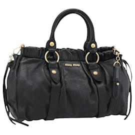 Miu Miu Hand Bag Leather 2way Black Gold