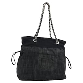 CHANEL COCO Mark Chain Shoulder Bag Denim Black Silver CC - Chanel