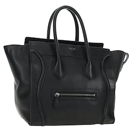 CELINE Luggage Mini Hand Bag Leather Black Silver - Céline