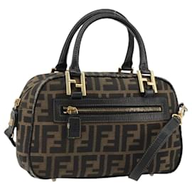 FENDI Zucca Canvas Hand Bag 2way Black Brown