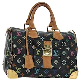LOUIS VUITTON Monogram Multicolor Speedy 30 Hand Bag Black M92642