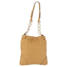 PRADA Chain Shoulder Bag Leather Beige Gold - Prada