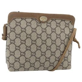 GUCCI GG Plus Supreme Schultertasche PVC Beige Gold