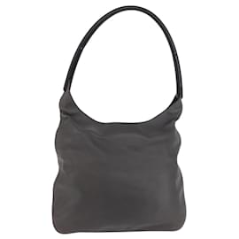 PRADA Shoulder Bag Leather Gray Silver