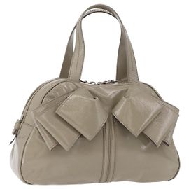 SAINT LAURENT Hand Bag Patent leather Gray Silver