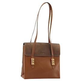 LOEWE Velazquez Shoulder Bag Leather Brown Gold