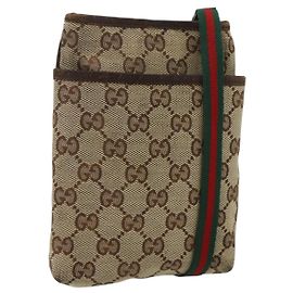GUCCI GG Canvas Web Sherry Line Shoulder Bag Beige Red Green 141863