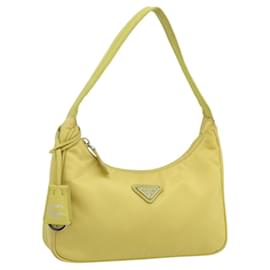 PRADA Hand Bag Nylon Yellow Yellow